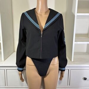 Ye Tian An Zhi Black Sailor Jacket Blue Dragon Embroidery M